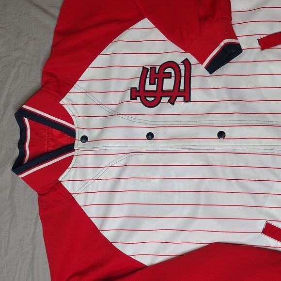 St Louis Cardinals Pin Stripe Baseball Jacket Reversible Spell Out Logo G-III - Picture 12 of 15
